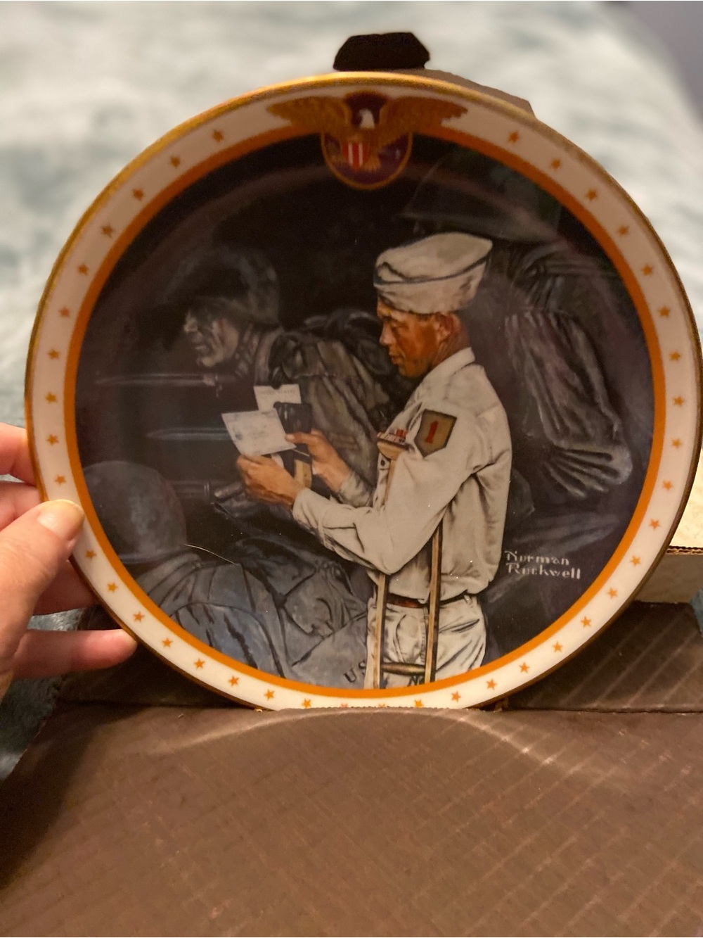Norman Rockwell home of the brave collector plate new in box vintage